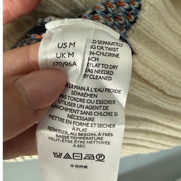 Anthropologie Eris Floral Sweater in Blue Lambswool Cashmere Medium Oversized - Picture 10 of 10